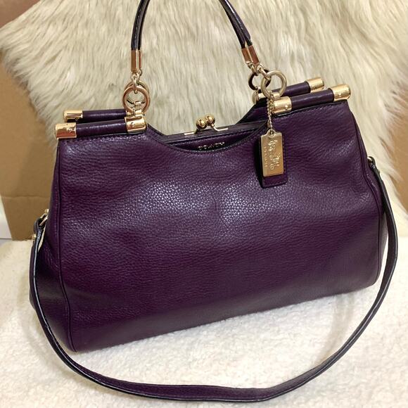 Coach Purple Satchel with Gold Accents - Picture 16 of 16